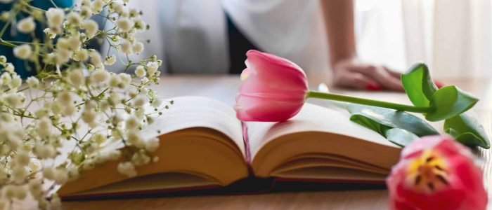 a book and a flower